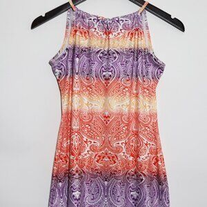 Women Halter Neck Dress Floral Print Sundress, Multicolored